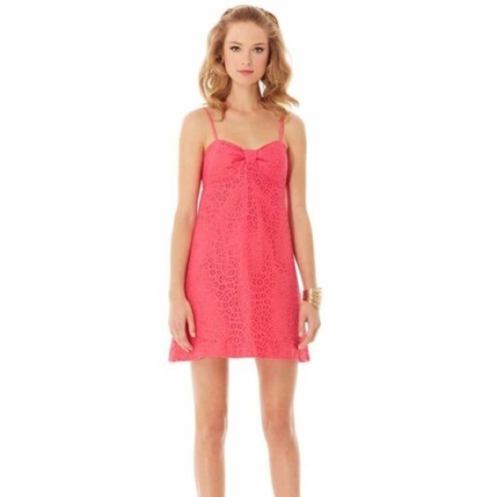 New Lilly Pulitzer Karina Dress Pink Coral Lace 4